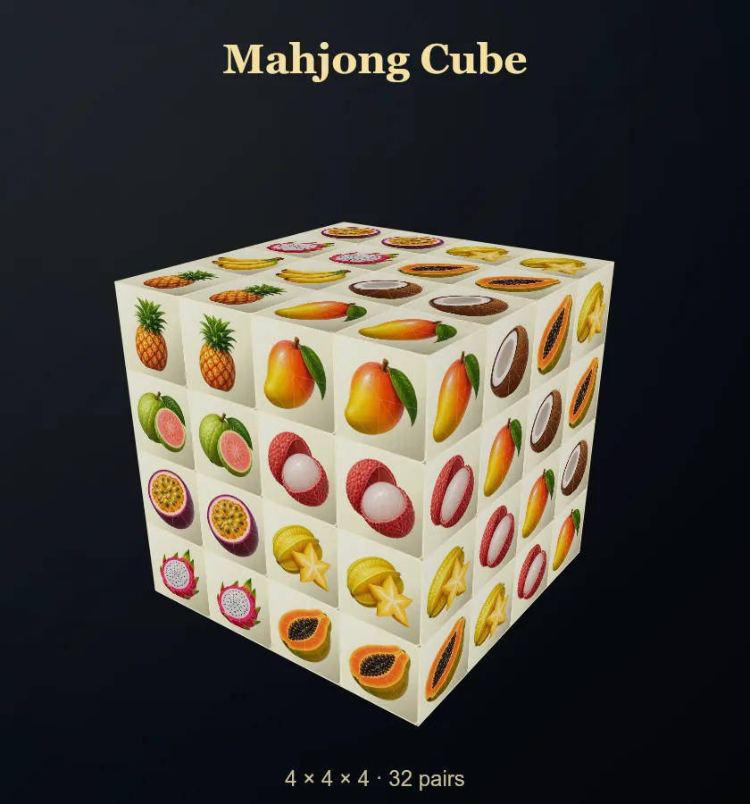 Mahjong Cube table with two private cards per player, three shared cards and coloured betting chips