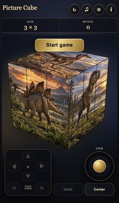Picture Cube with guest player, game menu, statistics, photographic cube and touch controls
