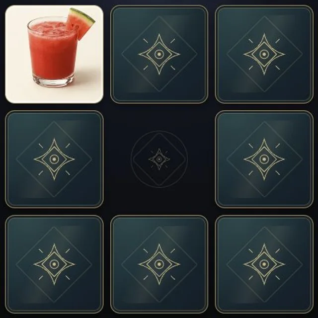 Elegant petrol and gold memory cards with realistic photographs of drinks